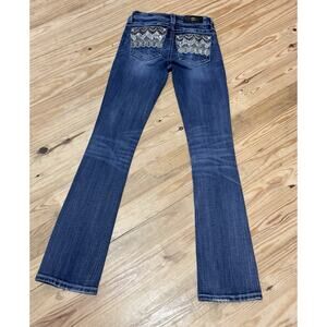 MISS ME MID RISE BOOT CUT EMBROIDERED BLUE DENIM JEAN Zig Zag Women’s Size 26